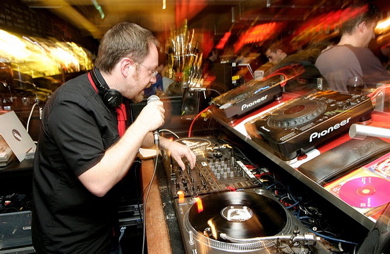 Jason Phipps operating the mixing desk